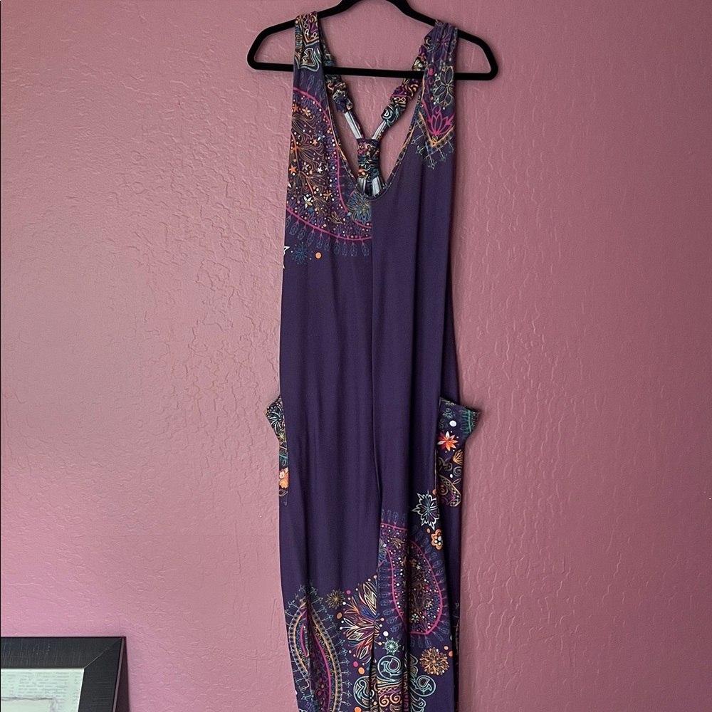 Purple Paisley Jumpsuit.Size Medium